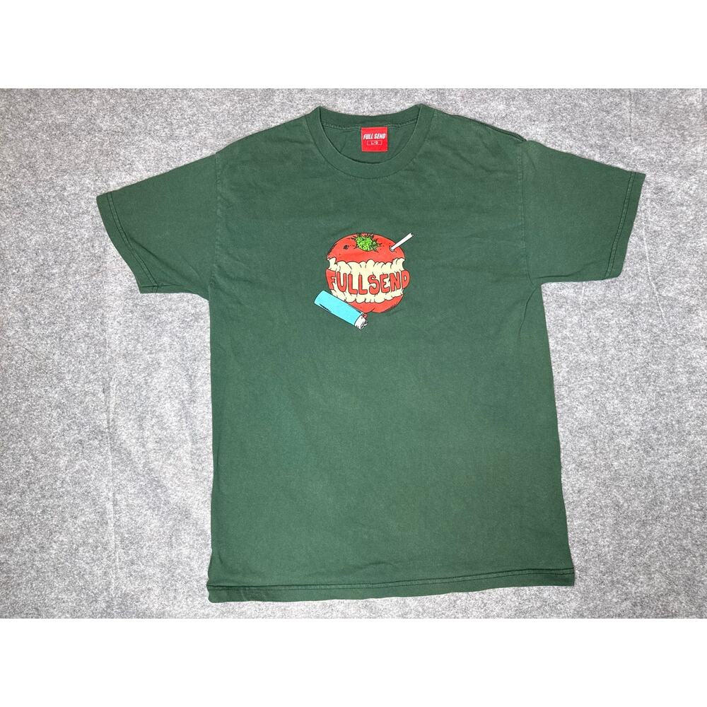FULL SEND Apple Pipe Tee Men’s Large Green Graphic T Shirt